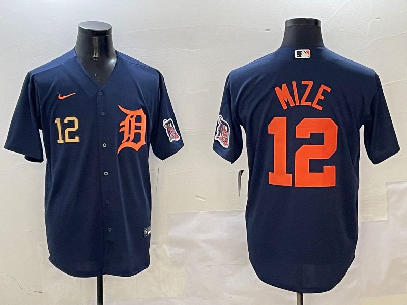 Men Detroit Tigers #12 Mize Drak Blue Game 2025 Nike MLB Jersey style 2->detroit tigers->MLB Jersey